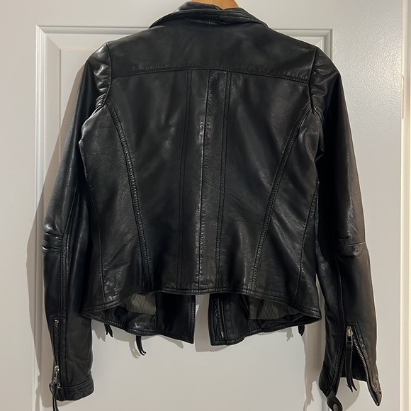 Black leather Moto jacket - Picture 5 of 5